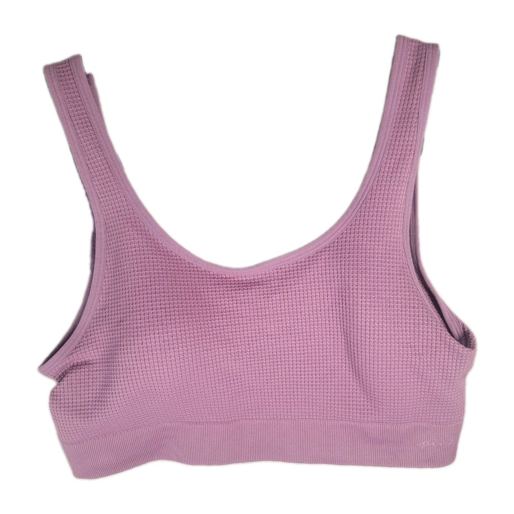Victorias Secret PINK Bralette XXL Purple Mauve Seamless Waffle Knit Bra Scoop